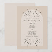 Line Art Arch Script Tan Desert Minimalist Weddens Kaart (Voorkant / Achterkant)