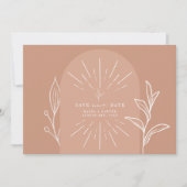 Line Art Arch Script Terracotta Foto Save The Date (Voorkant)