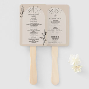 Line Art Arch Tan Botanical Wedding Program Handwaaier