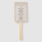 Line Art Arch Tan Botanical Wedding Program Handwaaier (Achterkant)