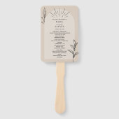 Line Art Arch Tan Botanical Wedding Program Handwaaier (Voorkant)
