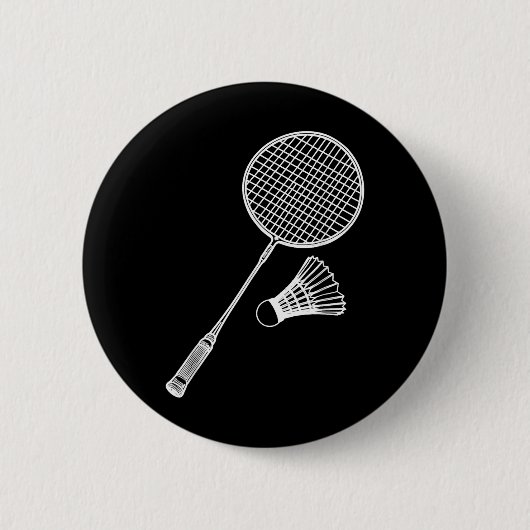 Line Art Badminton Player Shuttle Badmintoner Ronde Button 5,7 Cm (Voorkant)