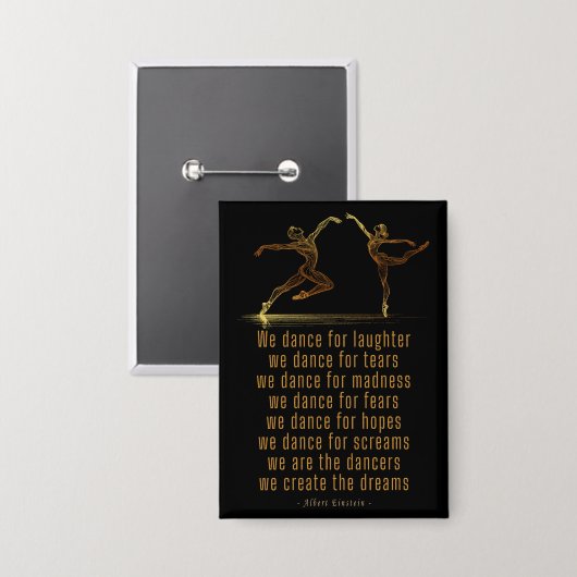 Line Art Ballet dansers en dans gedicht van Einste Button (Voorkant / Achterkant)