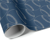 Line Art Baseball-Ingegraveerd Blue-Gift Wrap Pape Cadeaupapier (Rol Hoek)