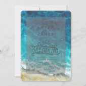 Line Art Beach Bruiloft Waterverf Shore Kaart (Voorkant)