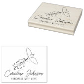 Line Art Bird Custom Handmade with love, Large Rubberstempel (Gestempeld)