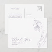 Line art bloem Lavendel Dank u briefkaart (Voorkant / Achterkant)