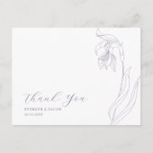 Line art bloem Lavendel Dank u briefkaart (Voorkant)