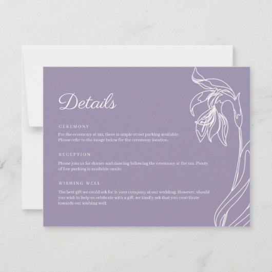 Line Art bloem Lavendel Details Behuizing Kaart (Voorkant)