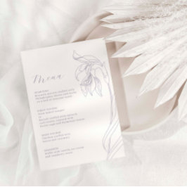 Line Art bloem Lavendel Menu Kaart