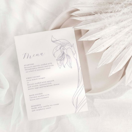 Line Art bloem Lavendel Menu Kaart