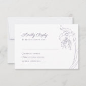 Line Art bloemboog Lavendel RSVP Beantwoorden Kaar (Voorkant)