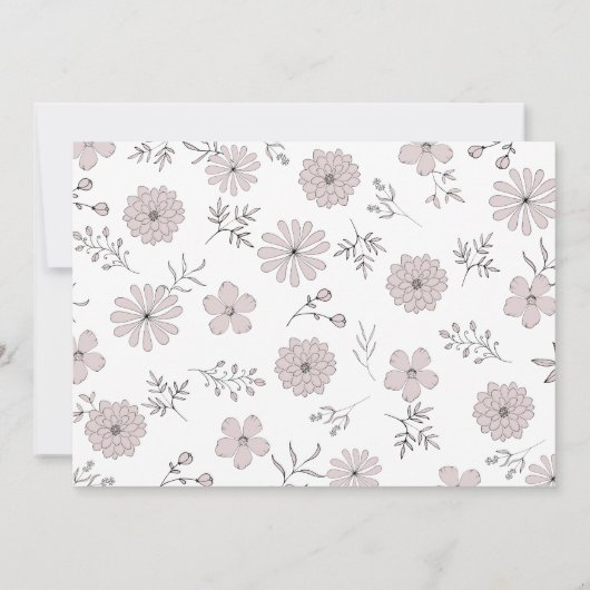 Line Art Bloemen Lijst Stoffig Roos 3 Foto Bruilof Kaart (Achterkant)