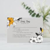 Line-art bloemen maaltijdkeuzes RSVP kaartje (Staand voorkant)