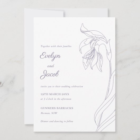 Line Art bloemenboog Lavendel Kaart (Voorkant)