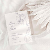 Line Art bloemenboog Lavendel Save the Date Kaart