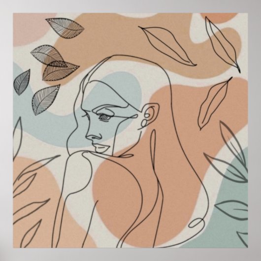 Line art boho vrouw poster (Voorkant)