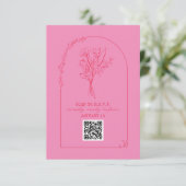 Line Art Bouquet Arch Pink Red Wedding QR RSVP (Staand voorkant)