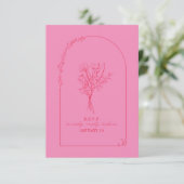 Line Art Bouquet Arch Pink RSVP Kaartje (Staand voorkant)