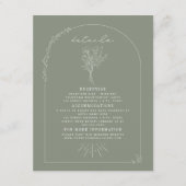 Line Art Bouquet Sage Green Wedding Details Informatiekaartje (Voorkant)