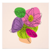 Line Art Bright Hibiscus Flower Foto Afdruk (Voorkant)