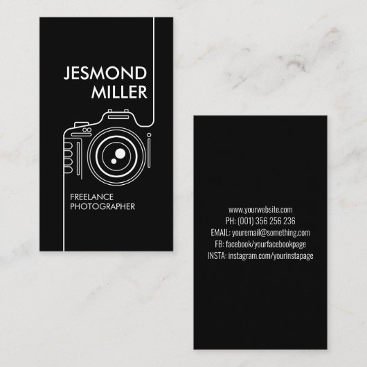 Line Art Camera Fotograaf Visitekaartje (Voorkant / Achterkant)
