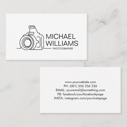 Line Art Camera Icon-Visitekaartje Visitekaartje (Voorkant / Achterkant)