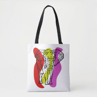 Line Art canvas tas, Line Art Elephant canvas tas
