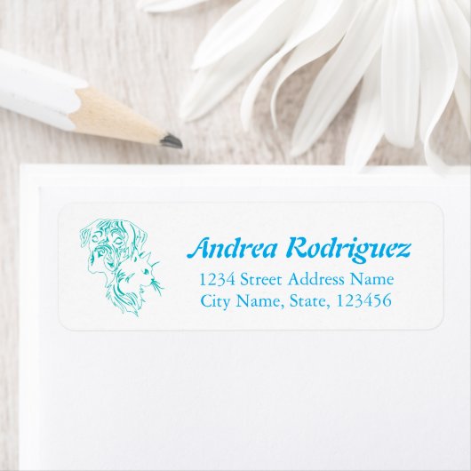 Line Art Cat and Dog With Personalized Name Etiket (Insitu)