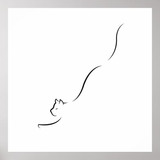 Line art Cat - lijntekening kat minimalistisch Poster (Voorkant)
