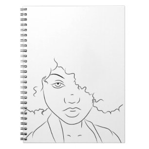 Line Art Curly Hair Girl Notitieboek