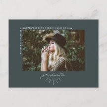 Line Art Dark Emerald Afstuderen Fotoaankondiging