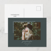 Line Art Dark Emerald Afstuderen Fotoaankondiging Briefkaart (Voorkant / Achterkant)