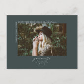 Line Art Dark Emerald Afstuderen Fotoaankondiging Briefkaart (Voorkant)