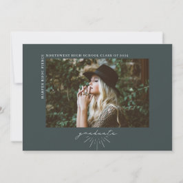 Line Art Dark Emerald Afstuderen Horizontale foto Aankondiging