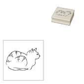 Line Art Drawing Striped Cat Wood Art Stamp Rubberstempel (Gestempeld)