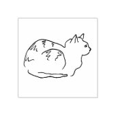 Line Art Drawing Striped Cat Wood Art Stamp Rubberstempel (Afrduk)