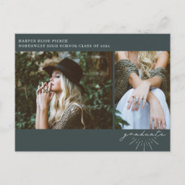 Line Art Emerald Graduation Party Foto Briefkaart