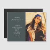 Line Art Emerald Magnetic Graduparty Invite (Voorkant / Achterkant)