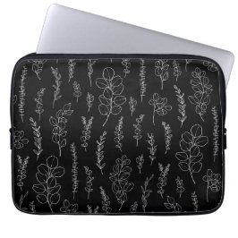 Line Art Eucalyptus Patroon Laptop Sleeve