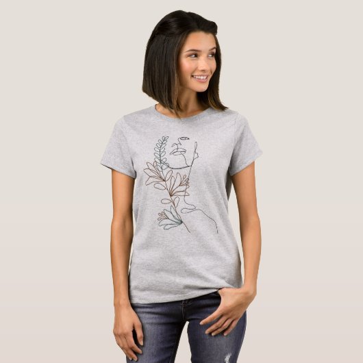 Line Art Face Abstract Art Line Minimal T-Shirt (Voorkant volledig)