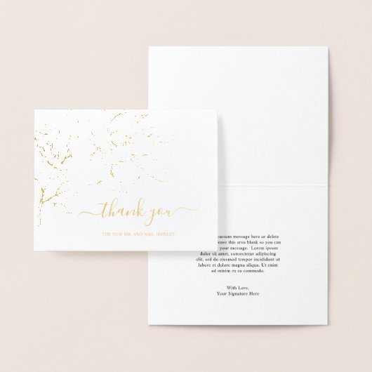 Line Art Floral Elegante bruiloft Bedankt Folie Kaarten (Display)