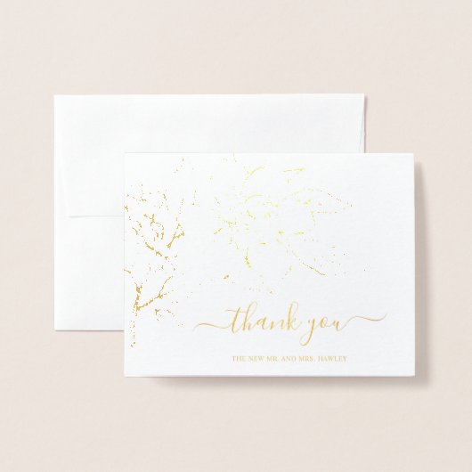 Line Art Floral Elegante bruiloft Bedankt Folie Kaarten (Voorkant met envelop)