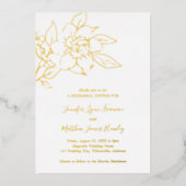 Line Art Floral Elegante bruiloft repetitie diner Folie Uitnodiging (Voorkant)