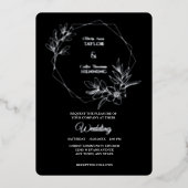 Line Art Floral foto bruiloft zilverfolie Uitnodig Folie Uitnodiging (Voorkant)
