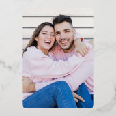 Line Art Floral foto bruiloft zilverfolie Uitnodig Folie Uitnodiging (Achterkant)