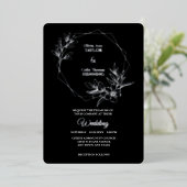 Line Art Floral foto bruiloft zilverfolie Uitnodig Folie Uitnodiging (Staand Voorkant)