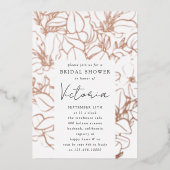 Line Art Floral Vrijgezellenfeest Folie Uitnodiging (Voorkant)