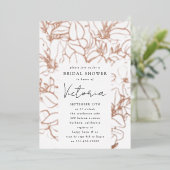 Line Art Floral Vrijgezellenfeest Folie Uitnodiging (Staand Voorkant)