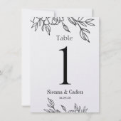 Line Art Floral Wedding Pearl Shimmer Table Number (Achterkant)